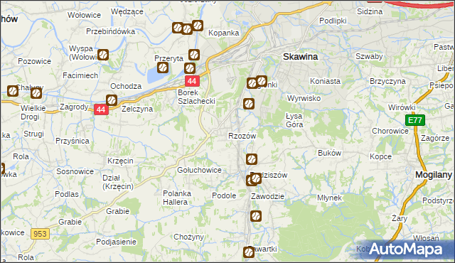 mapa Rzozów, Rzozów na mapie Targeo