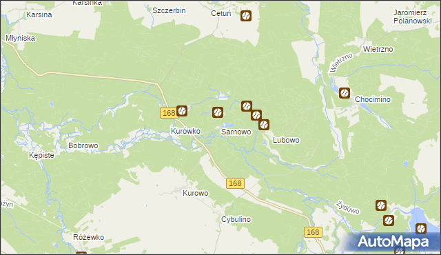 mapa Sarnowo gmina Bobolice, Sarnowo gmina Bobolice na mapie Targeo