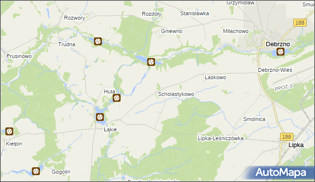 mapa Scholastykowo, Scholastykowo na mapie Targeo