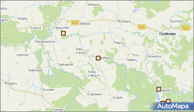 mapa Siedlisko gmina Godkowo, Siedlisko gmina Godkowo na mapie Targeo