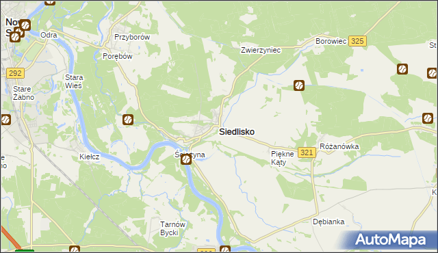 mapa Siedlisko powiat nowosolski, Siedlisko powiat nowosolski na mapie Targeo