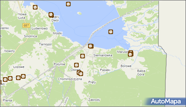 mapa Siemianówka, Siemianówka na mapie Targeo