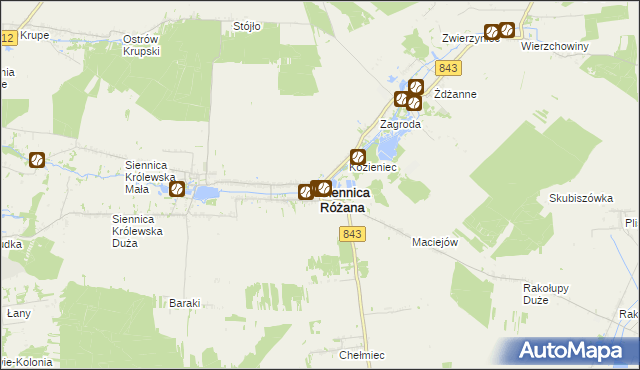 mapa Siennica Różana, Siennica Różana na mapie Targeo