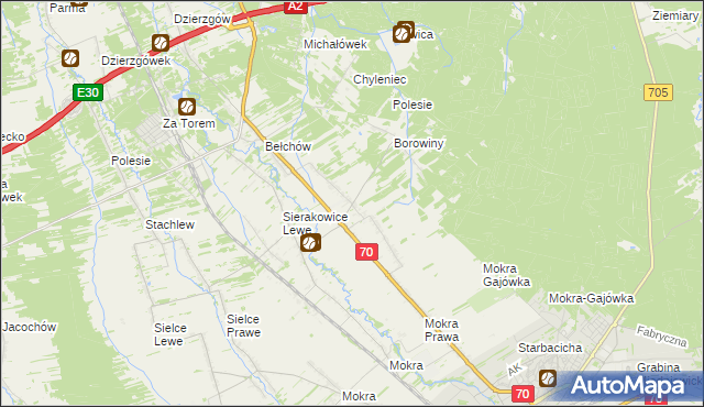 mapa Sierakowice Prawe, Sierakowice Prawe na mapie Targeo