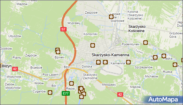 mapa Skarżysko-Kamienna, Skarżysko-Kamienna na mapie Targeo