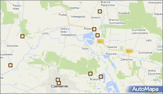mapa Skoki gmina Czemierniki, Skoki gmina Czemierniki na mapie Targeo