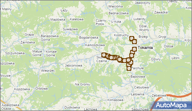 mapa Skomielna Czarna, Skomielna Czarna na mapie Targeo