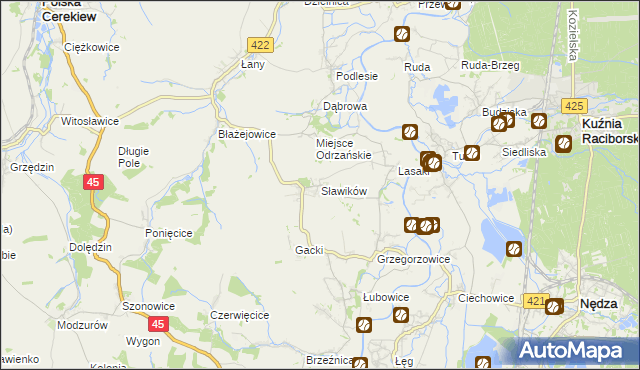 mapa Sławików, Sławików na mapie Targeo