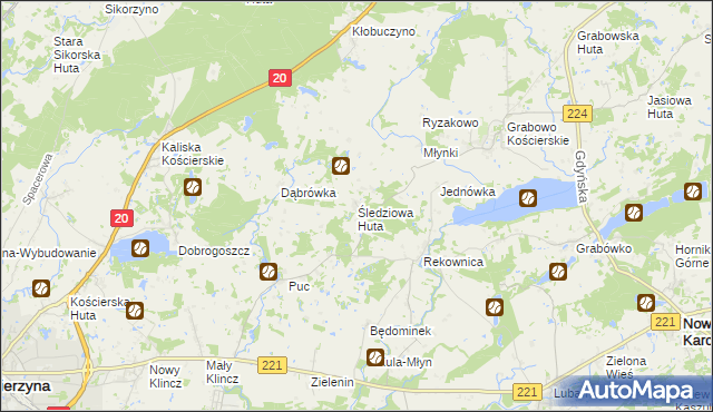 mapa Śledziowa Huta, Śledziowa Huta na mapie Targeo