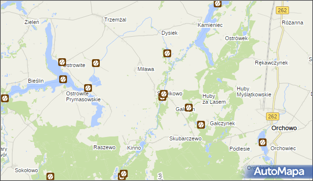 mapa Słowikowo gmina Orchowo, Słowikowo gmina Orchowo na mapie Targeo