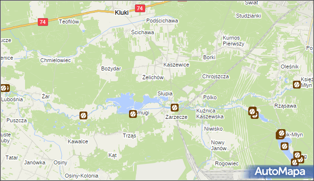 mapa Słupia gmina Kluki, Słupia gmina Kluki na mapie Targeo