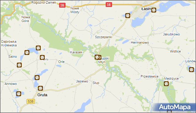 mapa Słupski Młyn, Słupski Młyn na mapie Targeo