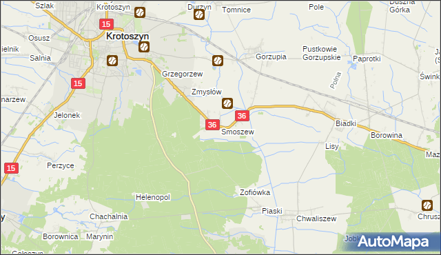 mapa Smoszew, Smoszew na mapie Targeo