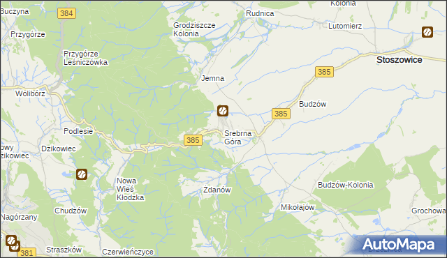 mapa Srebrna Góra gmina Stoszowice, Srebrna Góra gmina Stoszowice na mapie Targeo