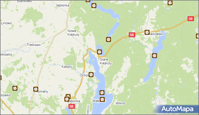 mapa Stare Kiejkuty, Stare Kiejkuty na mapie Targeo