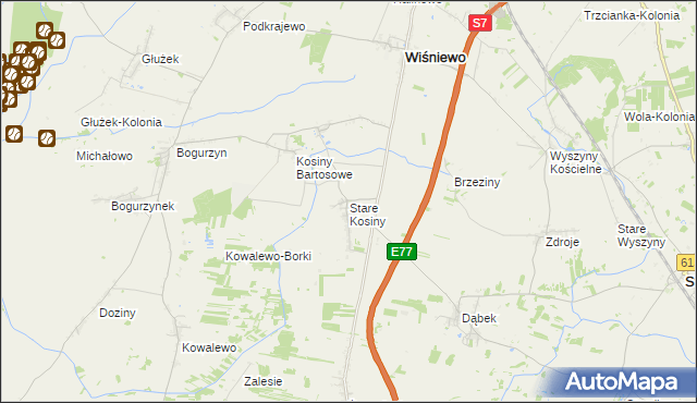 mapa Stare Kosiny, Stare Kosiny na mapie Targeo