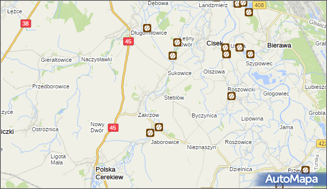 mapa Steblów gmina Cisek, Steblów gmina Cisek na mapie Targeo