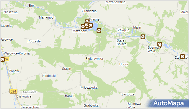 mapa Stefanówka gmina Józefów nad Wisłą, Stefanówka gmina Józefów nad Wisłą na mapie Targeo
