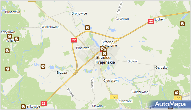 mapa Strzelce Krajeńskie, Strzelce Krajeńskie na mapie Targeo