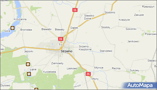 mapa Strzelno Klasztorne, Strzelno Klasztorne na mapie Targeo