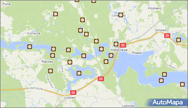 mapa Strzeszyn gmina Borne Sulinowo, Strzeszyn gmina Borne Sulinowo na mapie Targeo