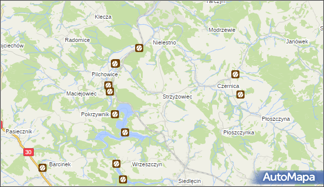 mapa Strzyżowiec gmina Wleń, Strzyżowiec gmina Wleń na mapie Targeo
