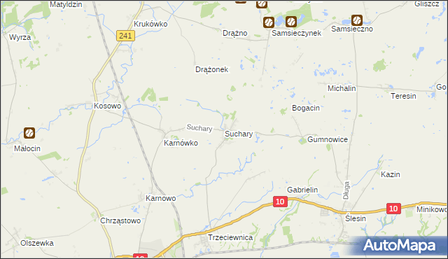 mapa Suchary gmina Nakło nad Notecią, Suchary gmina Nakło nad Notecią na mapie Targeo
