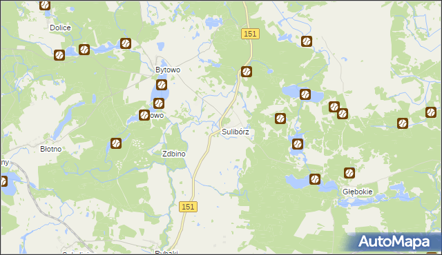 mapa Sulibórz gmina Recz, Sulibórz gmina Recz na mapie Targeo