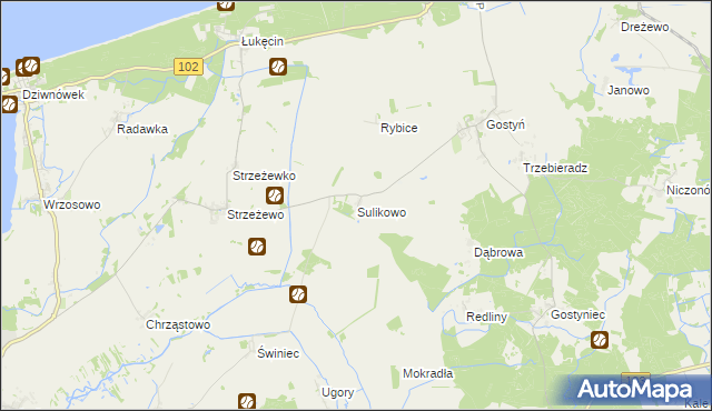 mapa Sulikowo gmina Świerzno, Sulikowo gmina Świerzno na mapie Targeo