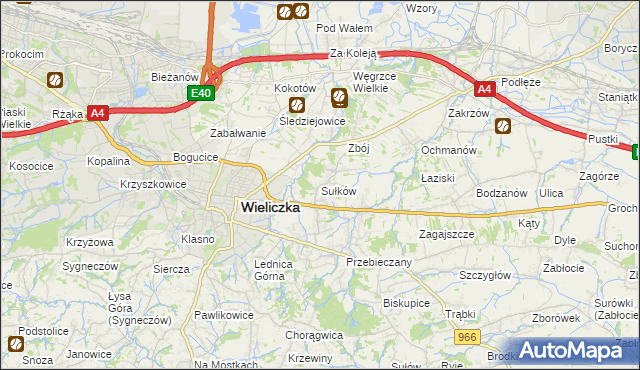 mapa Sułków gmina Wieliczka, Sułków gmina Wieliczka na mapie Targeo