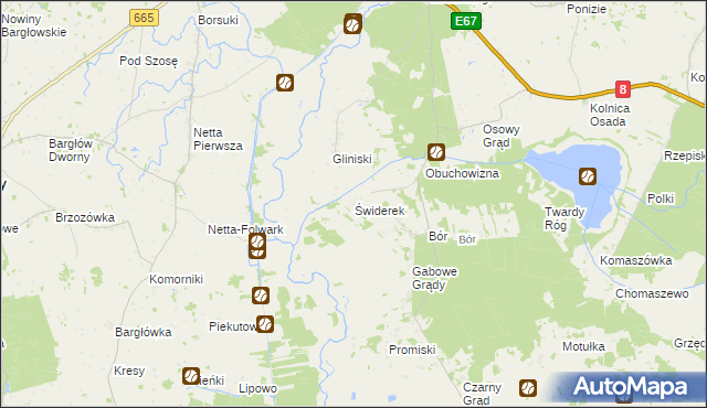 mapa Świderek, Świderek na mapie Targeo