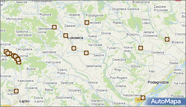 mapa Świdnik gmina Łukowica, Świdnik gmina Łukowica na mapie Targeo