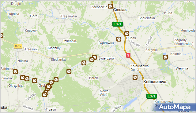 mapa Świerczów gmina Kolbuszowa, Świerczów gmina Kolbuszowa na mapie Targeo