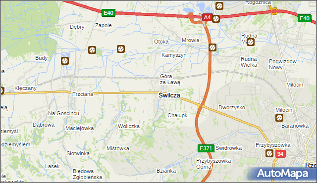 mapa Świlcza, Świlcza na mapie Targeo