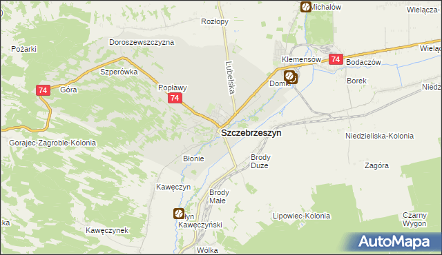 mapa Szczebrzeszyn, Szczebrzeszyn na mapie Targeo
