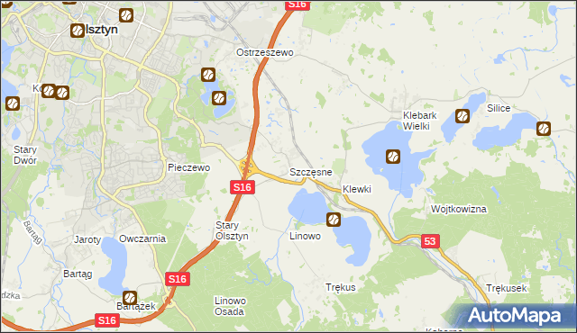 mapa Szczęsne gmina Purda, Szczęsne gmina Purda na mapie Targeo