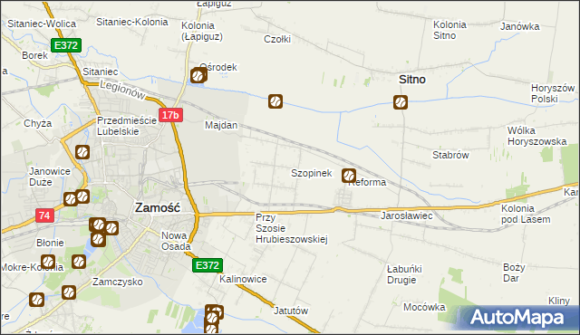 mapa Szopinek, Szopinek na mapie Targeo