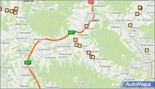 mapa Tenczyn, Tenczyn na mapie Targeo