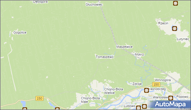 mapa Tomaszewo gmina Wronki, Tomaszewo gmina Wronki na mapie Targeo