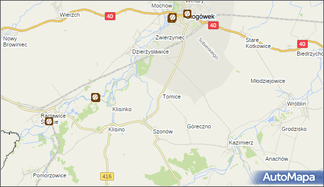 mapa Tomice gmina Głogówek, Tomice gmina Głogówek na mapie Targeo