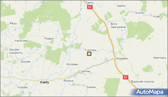 mapa Trutnowo gmina Bartoszyce, Trutnowo gmina Bartoszyce na mapie Targeo