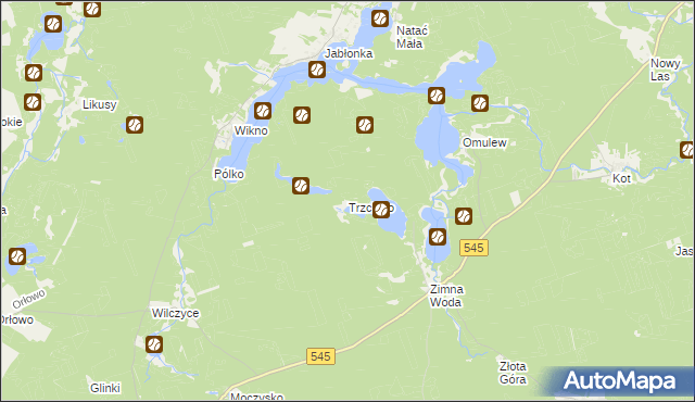 mapa Trzciano gmina Nidzica, Trzciano gmina Nidzica na mapie Targeo