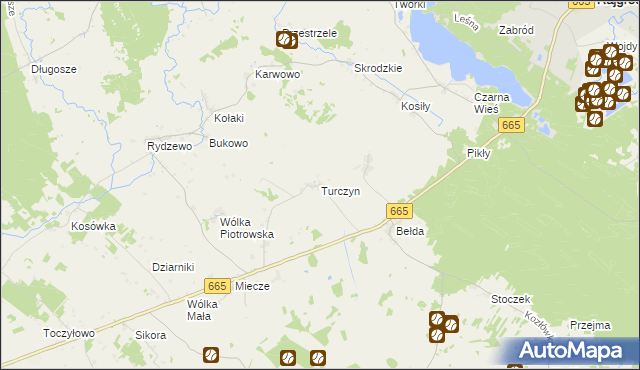 mapa Turczyn gmina Rajgród, Turczyn gmina Rajgród na mapie Targeo