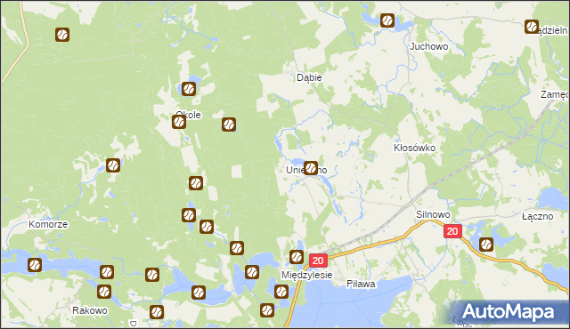 mapa Uniemino, Uniemino na mapie Targeo