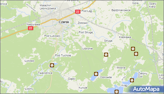 mapa Ustronie gmina Czersk, Ustronie gmina Czersk na mapie Targeo