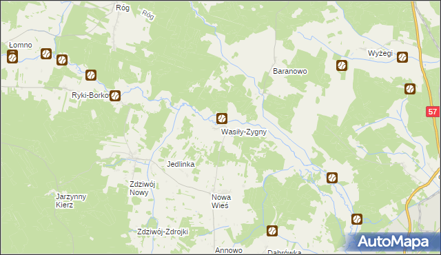 mapa Wasiły-Zygny, Wasiły-Zygny na mapie Targeo