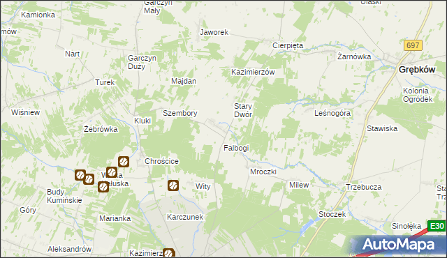 mapa Wąsy, Wąsy na mapie Targeo