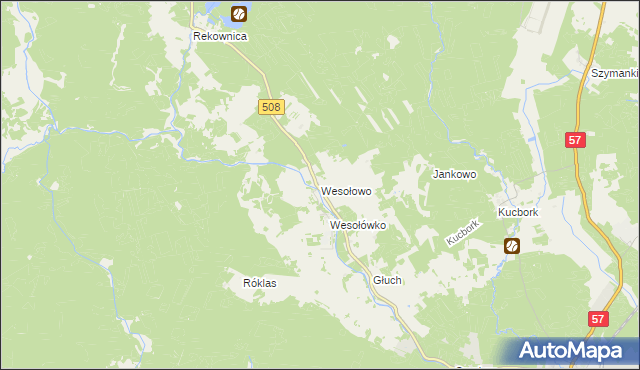 mapa Wesołowo gmina Wielbark, Wesołowo gmina Wielbark na mapie Targeo