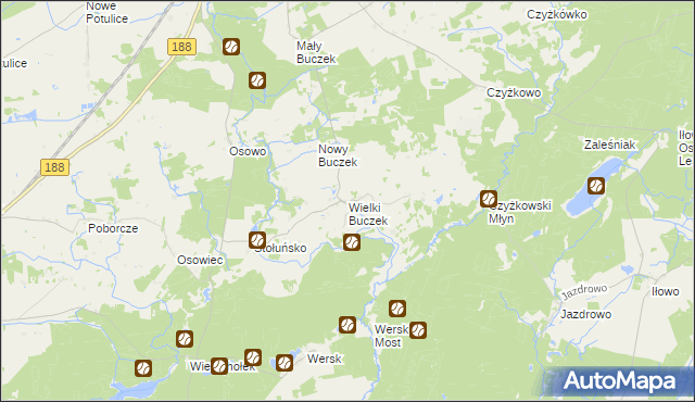 mapa Wielki Buczek gmina Lipka, Wielki Buczek gmina Lipka na mapie Targeo