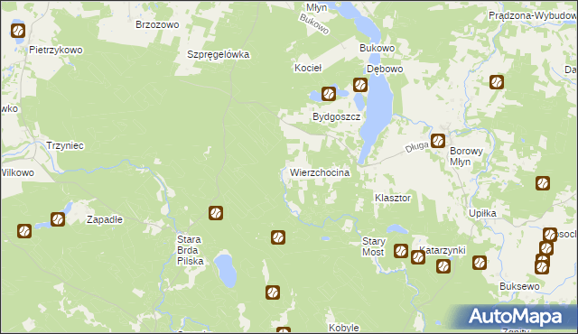 mapa Wierzchocina, Wierzchocina na mapie Targeo